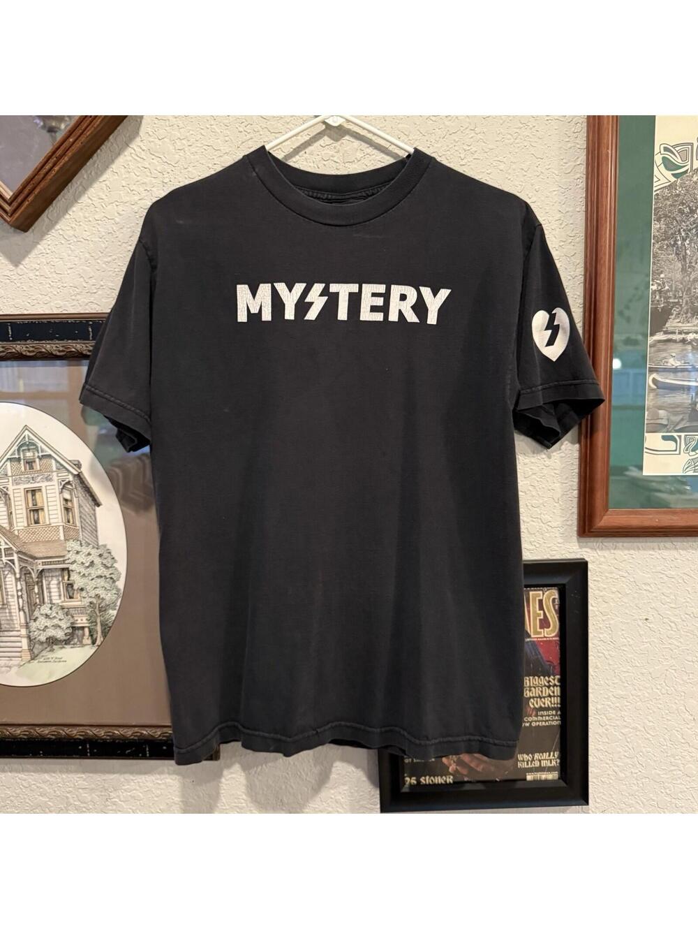 Vintage 90s RARE Mystery Skateboard Shirt Black Designer Size Medium